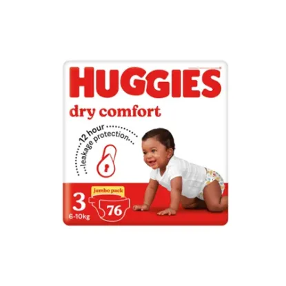 HUGGIES DRY COMFORT NAPPIES SIZE 3 76`S EACH