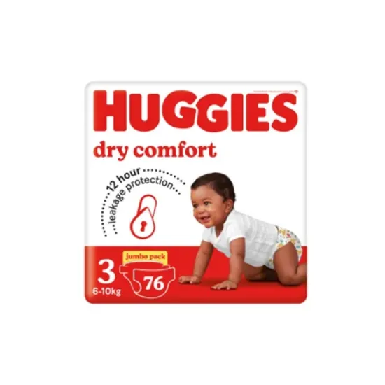 HUGGIES DRY COMFORT NAPPIES SIZE 3 76`S EACH