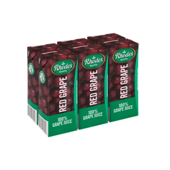 RHODES JUICE RED GRAPE 100% 200ML x 6